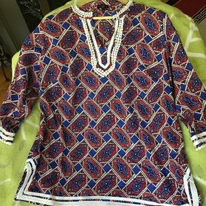 TALBOTS COLORFUL SOFT COTTON TUNIC SIZE WOMAN X, PTP 22 IN.